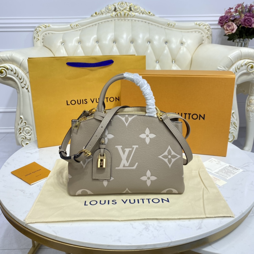 Louis Vuitton PETIT PALAIS Tote Bag Monogram Empreinte M58914 Dove/Cream